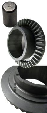 Fixierstift und ein qualitativ hochwertiges Zahnrad aus Metall.