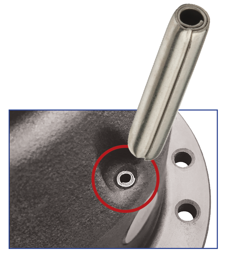 SPIROL-Spiralspannstift hält eine Ritzelwelle in einer Baugruppe Differenzialträger.