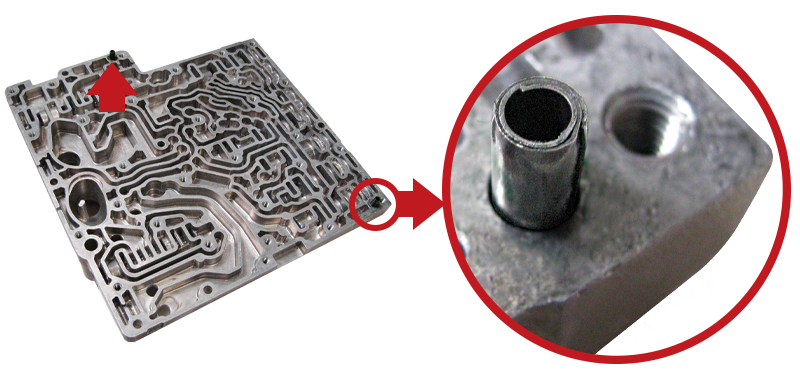 Spiralspannstifte in leichter Ausführung in einer Aluminium-Ventilkörperbaugruppe für Kraftfahrzeuge