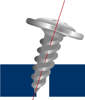 Falsch ausgerichtete Schraube