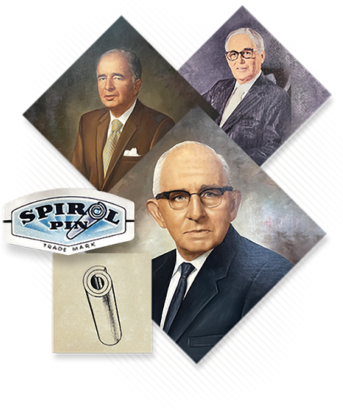 Gründer von SPIROL: Herman Koehl (unten), Walther G. von Conta (links) Hans A. Prym (rechts)